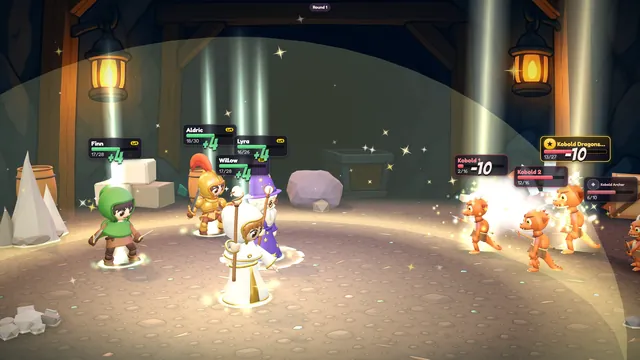 A healing beam lands on the party